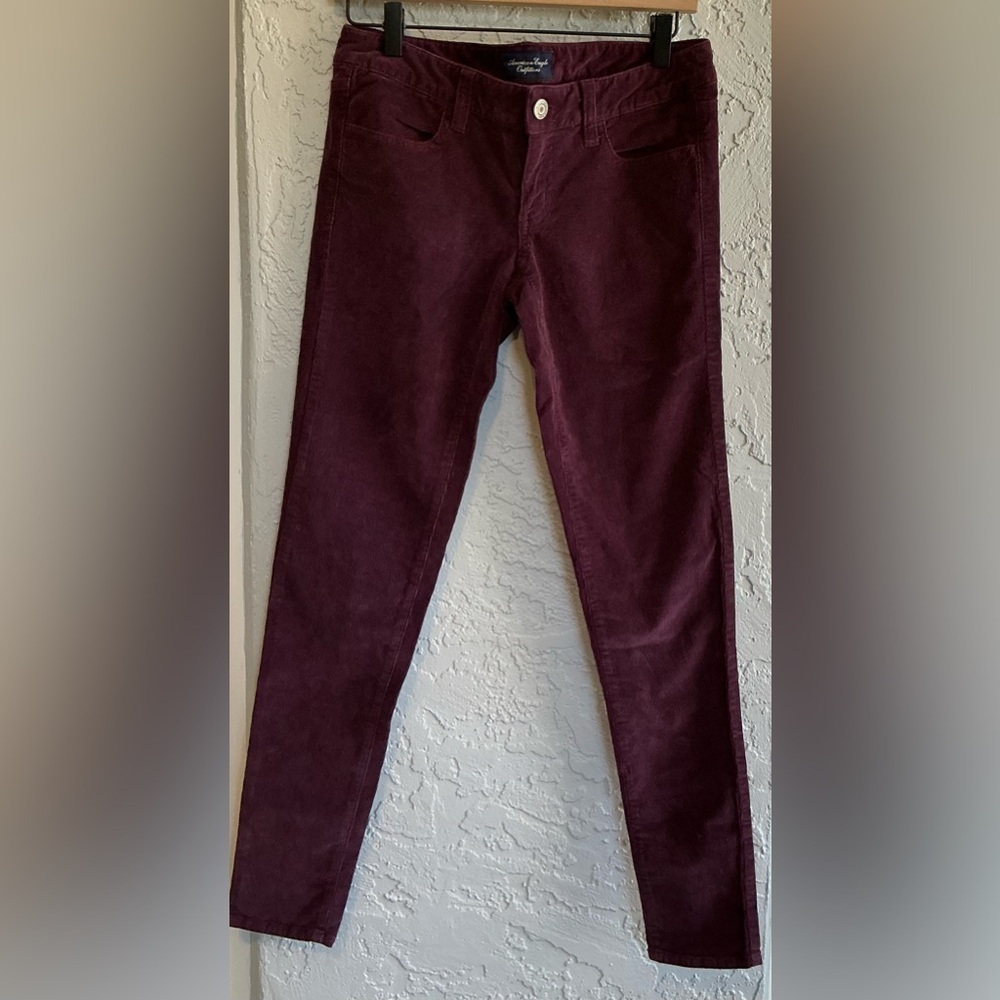 American Eagle Outfitters Burgundy Corduroy Jegging Pants